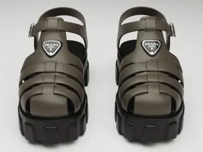 Sandals Prada on platform brown-black Low-poly 3D model