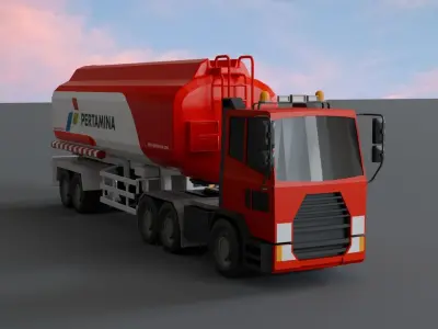 Indonesia Pertamina Petrol Tanker Car 070518 Low-poly 3D model
