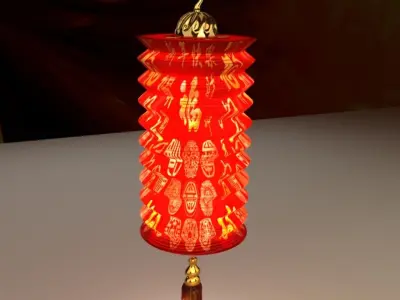Chinese red lantern 3D model 13