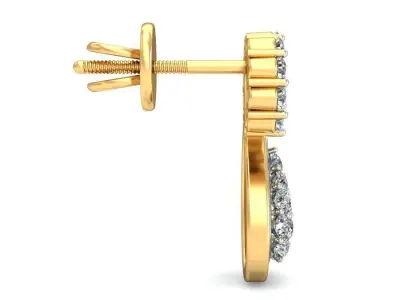 Solitaire Women Flower Drop Earring  3D print model