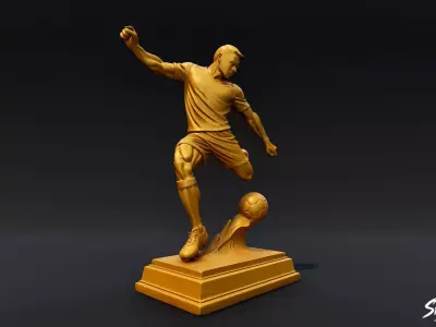 Golden Soccer Statue Low-poly 3D model
