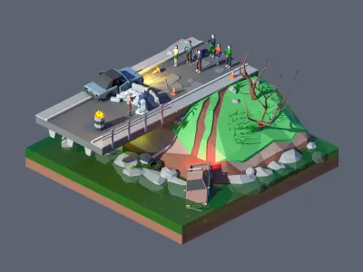 land 17A Low-poly 3D model