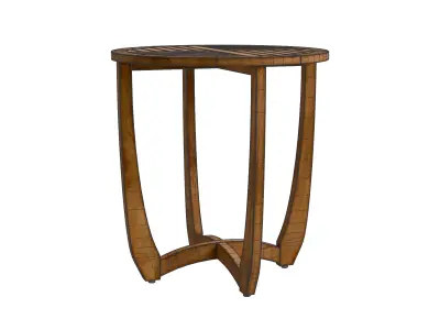 Outdoor Circular Wood Bistro Table And Slat Panel Table Top Low-poly 3D model