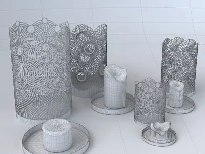 Decorative Openwork Candle Holders 3D model