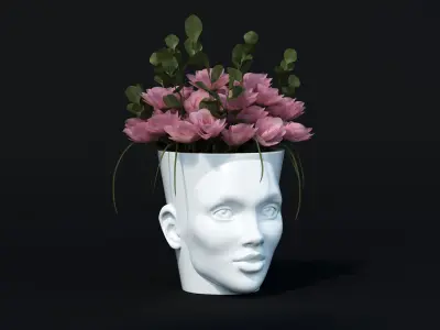 Flowers pot with face 3D print model
