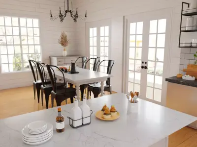 Complete farming house interior 3D model