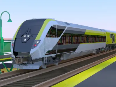 American train station V 3D model