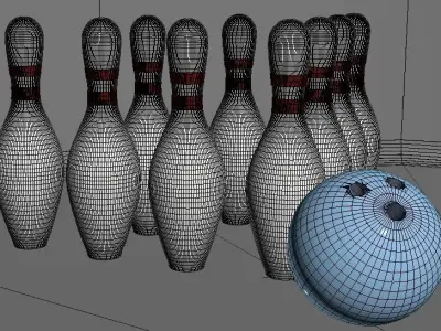 The Bowling ball hitting pins 3D model