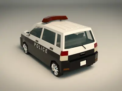 Low Poly Police Van 05 Low-poly 3D model