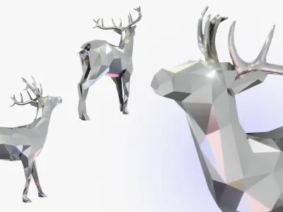 Reindeer deer with glowing antlers 3D print model