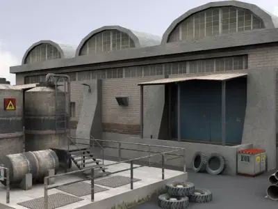 Industrial Buildings 4 Low-poly 3D model