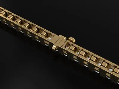 Box Style Diamond Tennis Bracelet 3mm50 3D print model