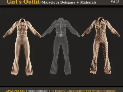 Girls Outfit- MD-Clo3d - Smart Material - Textures - OBJ - FBX 3D model