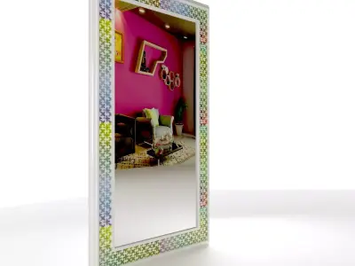 Modern Mirror - Metal Frame  White Low-poly 3D model