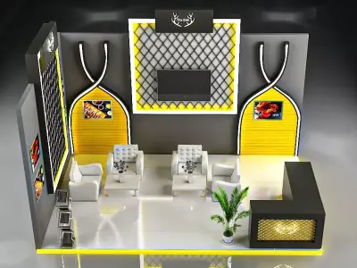 booth 6x4 2 side open  3D model