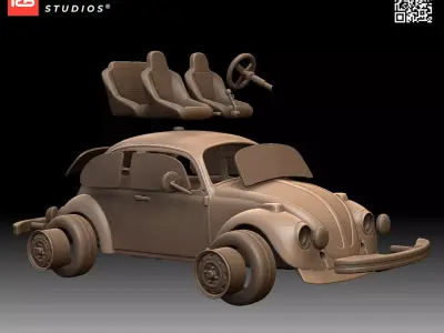 Volkswagen Beetle 1963 Classic Car Model Kit 3D print model