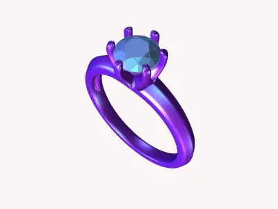 aj-02 diamond engagement ring gold 3D print model