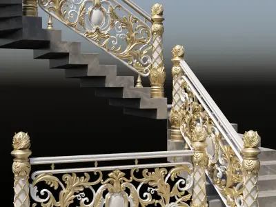 Staircase railings 3 Low-poly 3D model