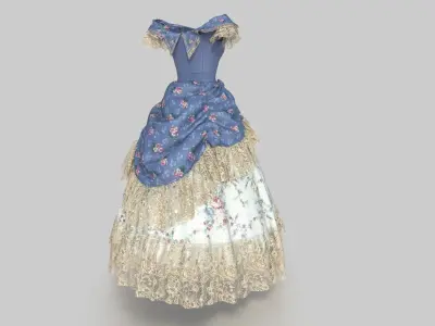 ROCOCO ERA DRESS 3D model