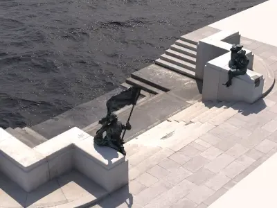 Royal staircase Low-poly 3D model