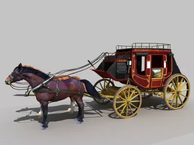Horse and Carriage 01 3D model