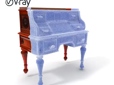 Antique RollTop Desk Model Pack Low-poly 3D model