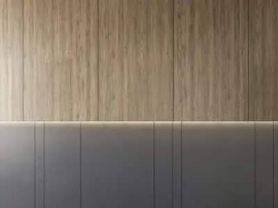 Wall-panel-03 modern bathroom with wooden wall panels 3D model