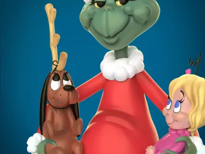 Diorama GRINCH MAX y CINDY LOU 3D print model