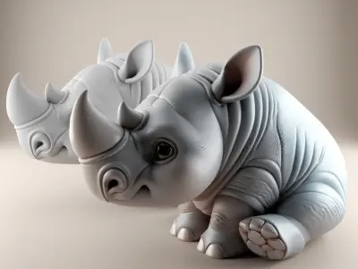 Adorable Rhino 3D STL Model for Your Desk Decor 3D print model