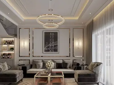 Modern luxury Living room and kitchen  3D model