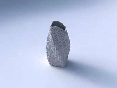 Vase twisted arc quadratic with wavy grid piramides 3D print model