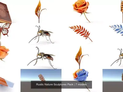 Rustic Nature Sculptures Pack 3D Model Collection