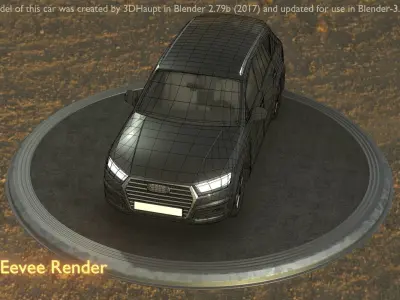 City Car 7 SUV Type-B Black  Low-poly 3D model