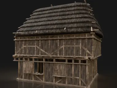 Next Gen AAA THATCHED FANTASY MEDIEVAL WOODEN GRANARY SILO HOUSE Free low-poly 3D model