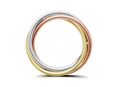 Three-Tone Gold Twist Diamond Ring 3D print model