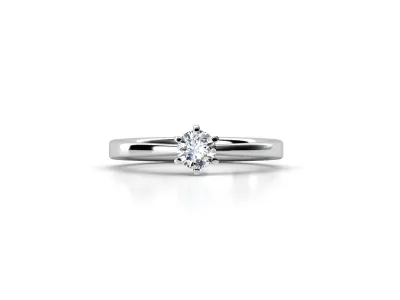 ZDR042 engagement ring with solitaire diamond 3D print model
