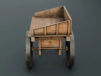 Old Cart Low-poly 3D model