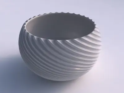 Bowl spheric twisted with bent extruded lines 2 3D print model
