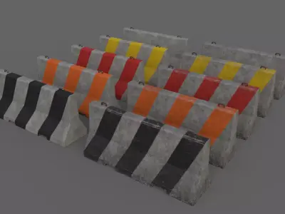 PBR Concrete Barrier V2 Low-poly 3D model