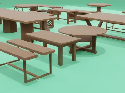 3D Greybox Table Pack 20 Low Poly Models for Prototyping  Low-poly 3D model