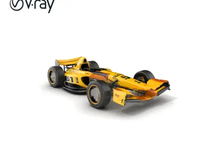 Formula  Vehicle Bright Yellow Black model pack Low-poly 3D model