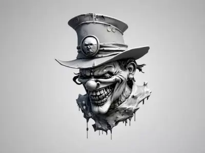 Evil Clown Head 3D Model for Jewelry Pendant Design 3D print model