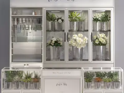 Classic Interior Flower Florist Store Shop Cart Market display 3D model