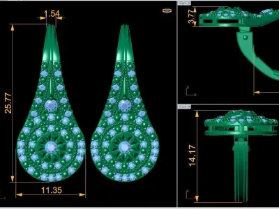 Luxury Woman Earring 3d print Model 3D print model