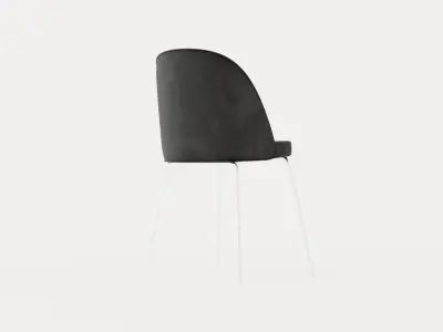 Felipe Dining Chair Velvet Gray Chrome Low-poly 3D model