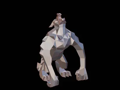 Polygonal Werewolf Low-poly 3D model