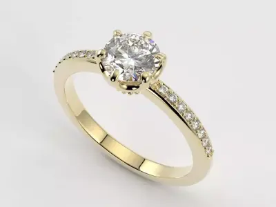 Engagement ring crown head - solitario con cabeza de corona 3D print model