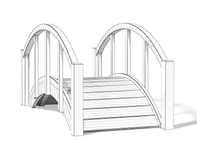 Small Dark Wooden Bridge 3D Model 3D model
