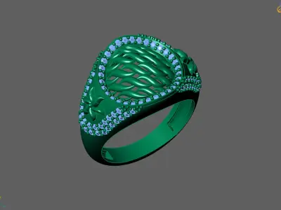 Women Ring With Stone Diamond Ready STL 3DM Models Womens Rings 3D print model 19