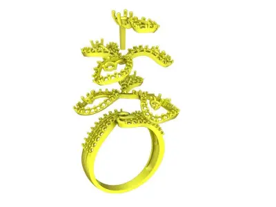 Luxury Floral Cluster Gemstone Ring for Women 4423 3D print model